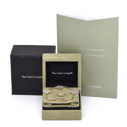 Van Cleef & Arpels 18K Yellow Gold Mother of Pearl 5 Motifs Vintage Alhambra Bracelet 6 of 6