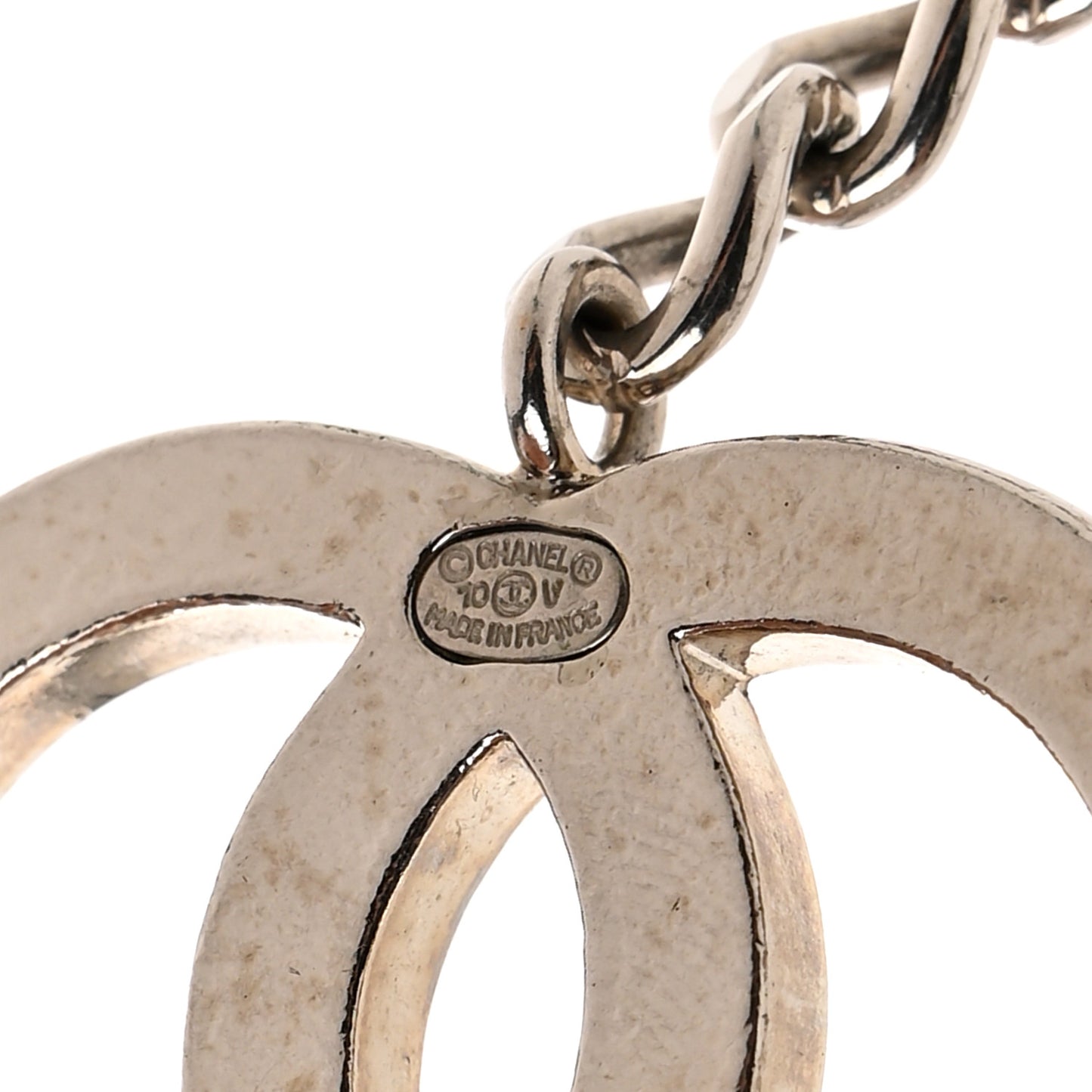 Enamel CC Chain Logo Belt Silver Black