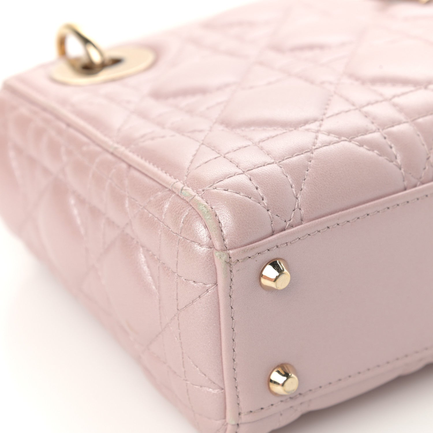 Christian Dior Metallic Lambskin Cannage Mini Lady Dior Lotus 9 of 18