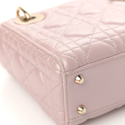 Christian Dior Metallic Lambskin Cannage Mini Lady Dior Lotus 9 of 18