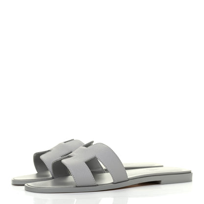 Hermes Epsom Oran Sandals 38 Bleu Glacier 3 of 10
