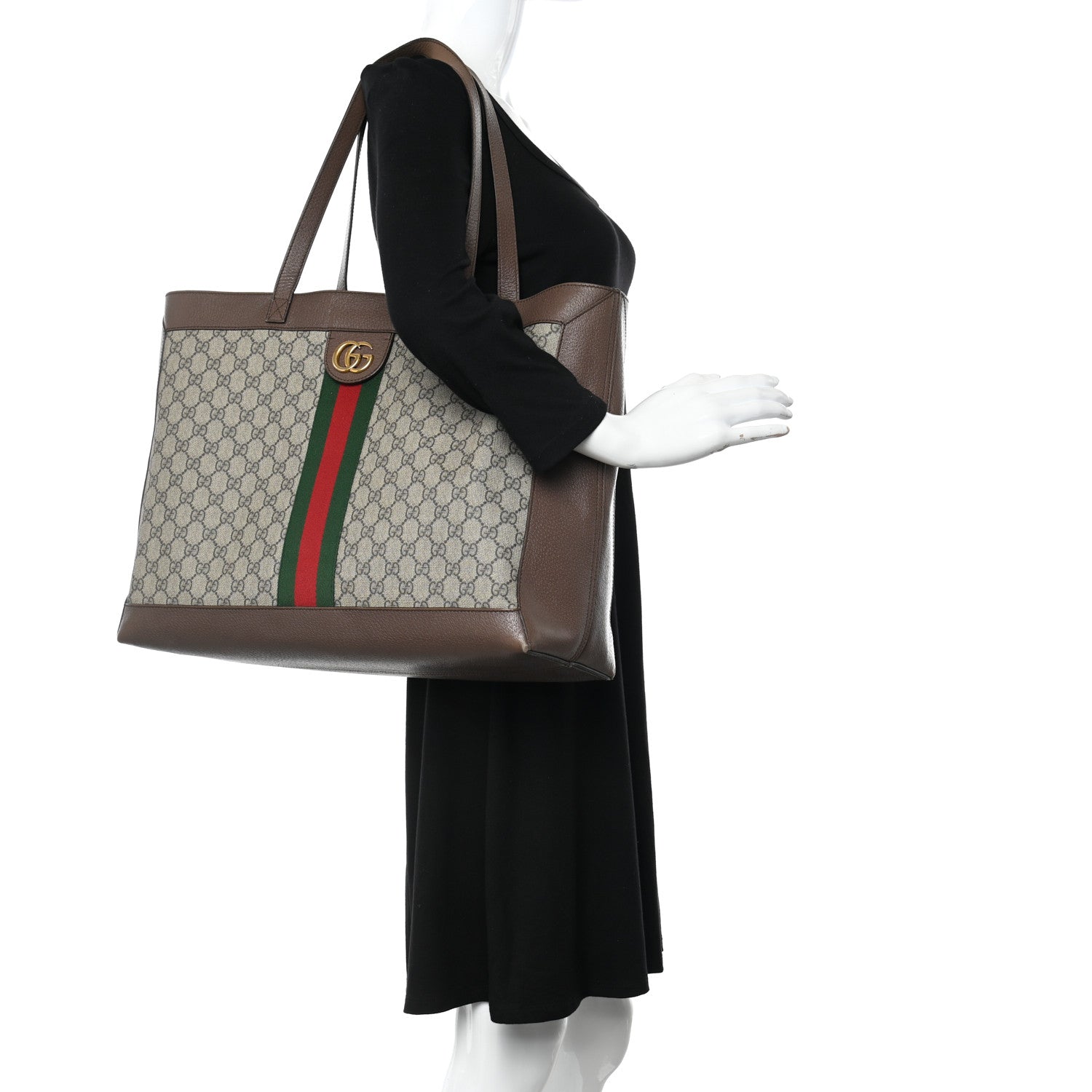 Gucci GG Supreme Monogram Web Ophidia Tote Brown 2 of 28