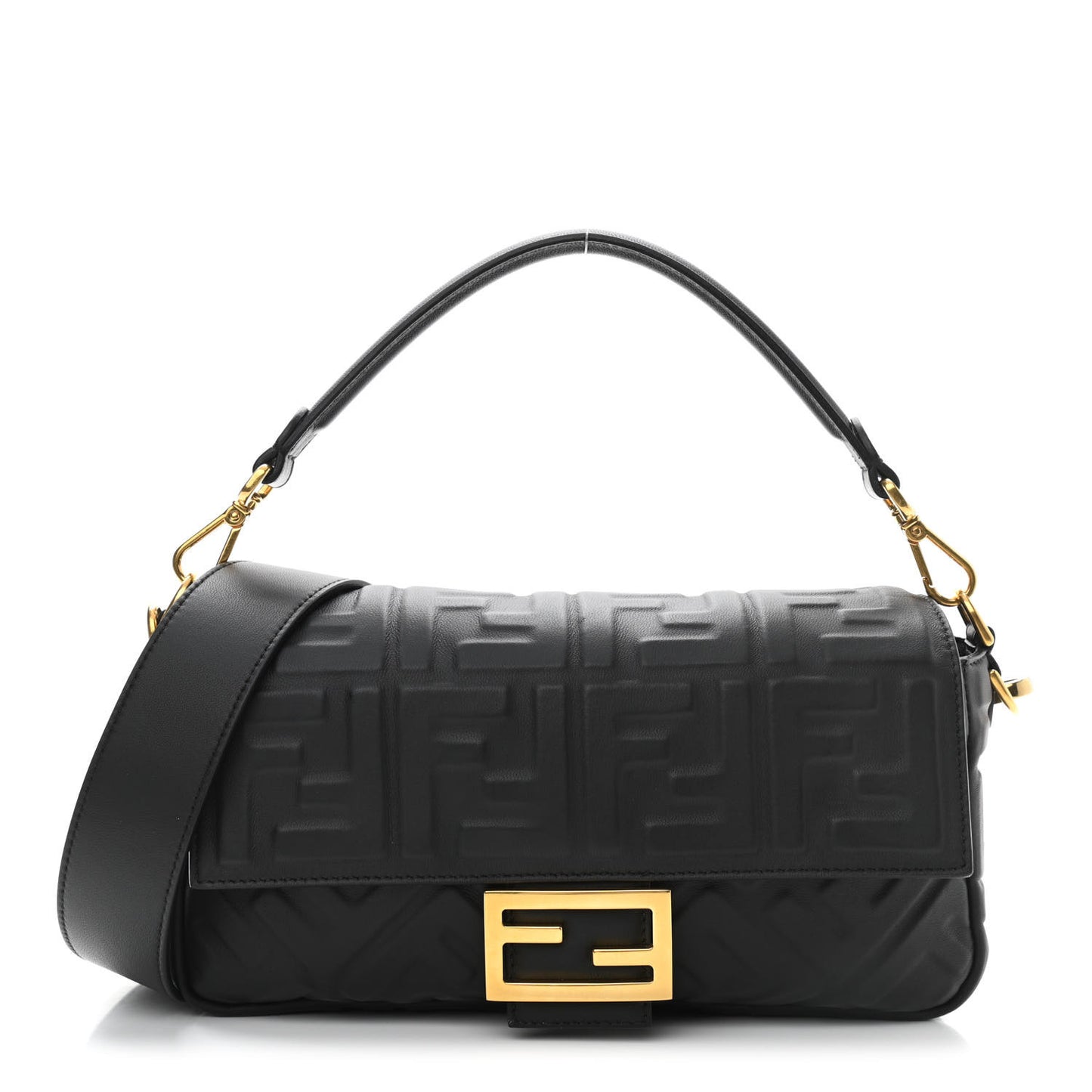 Nappa FF 1974 Embossed Baguette Black