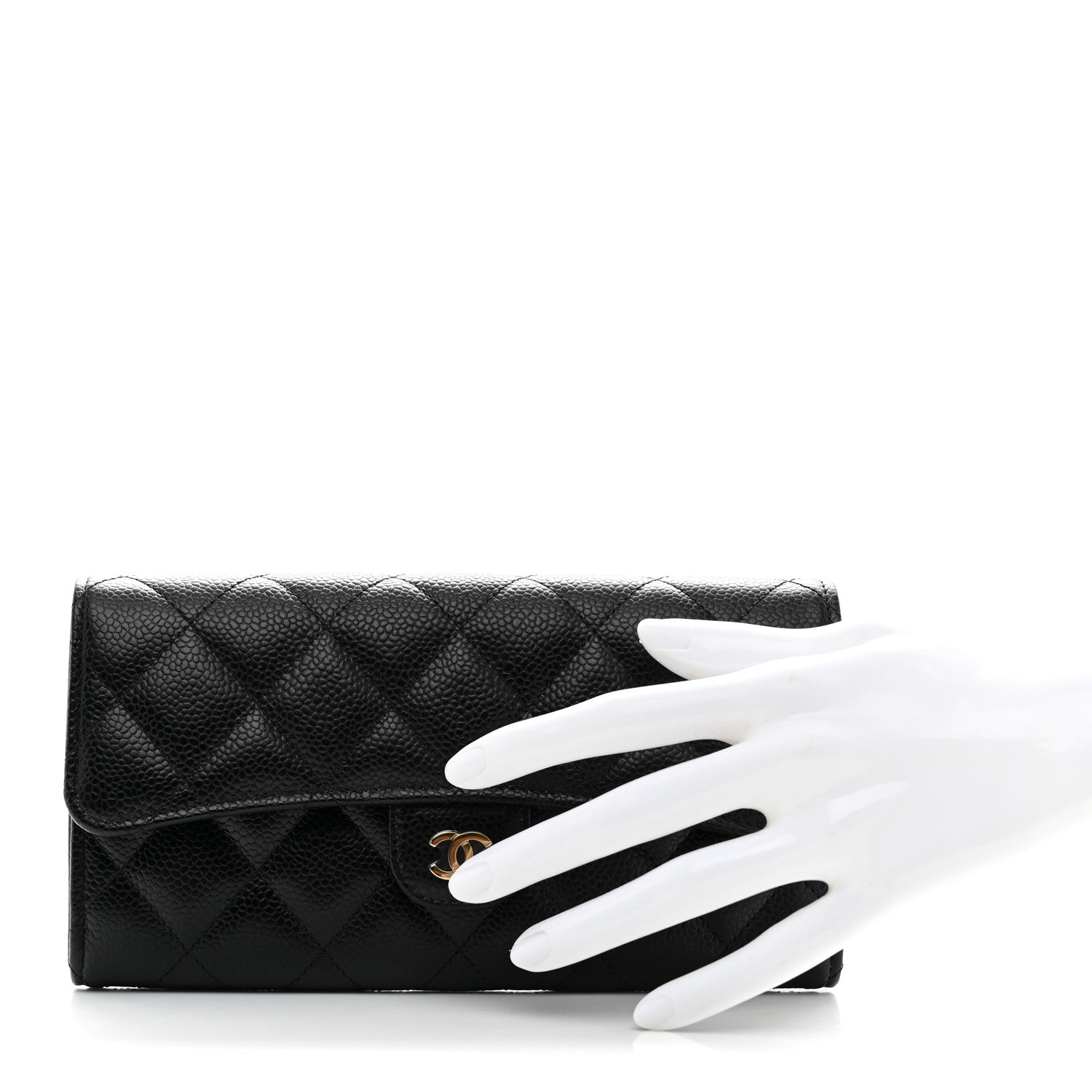 Chanel Caviar Quilted Large Gusset Flap Wallet Black 2 of 9