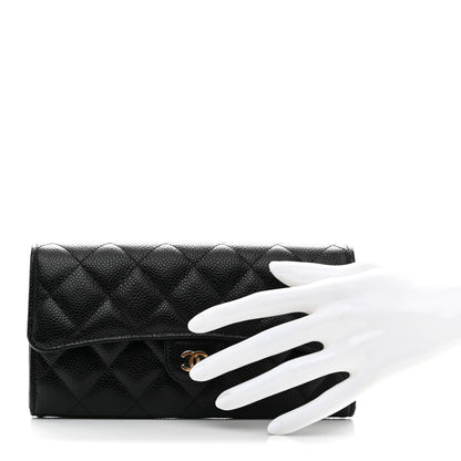 Chanel Caviar Quilted Large Gusset Flap Wallet Black 2 of 9