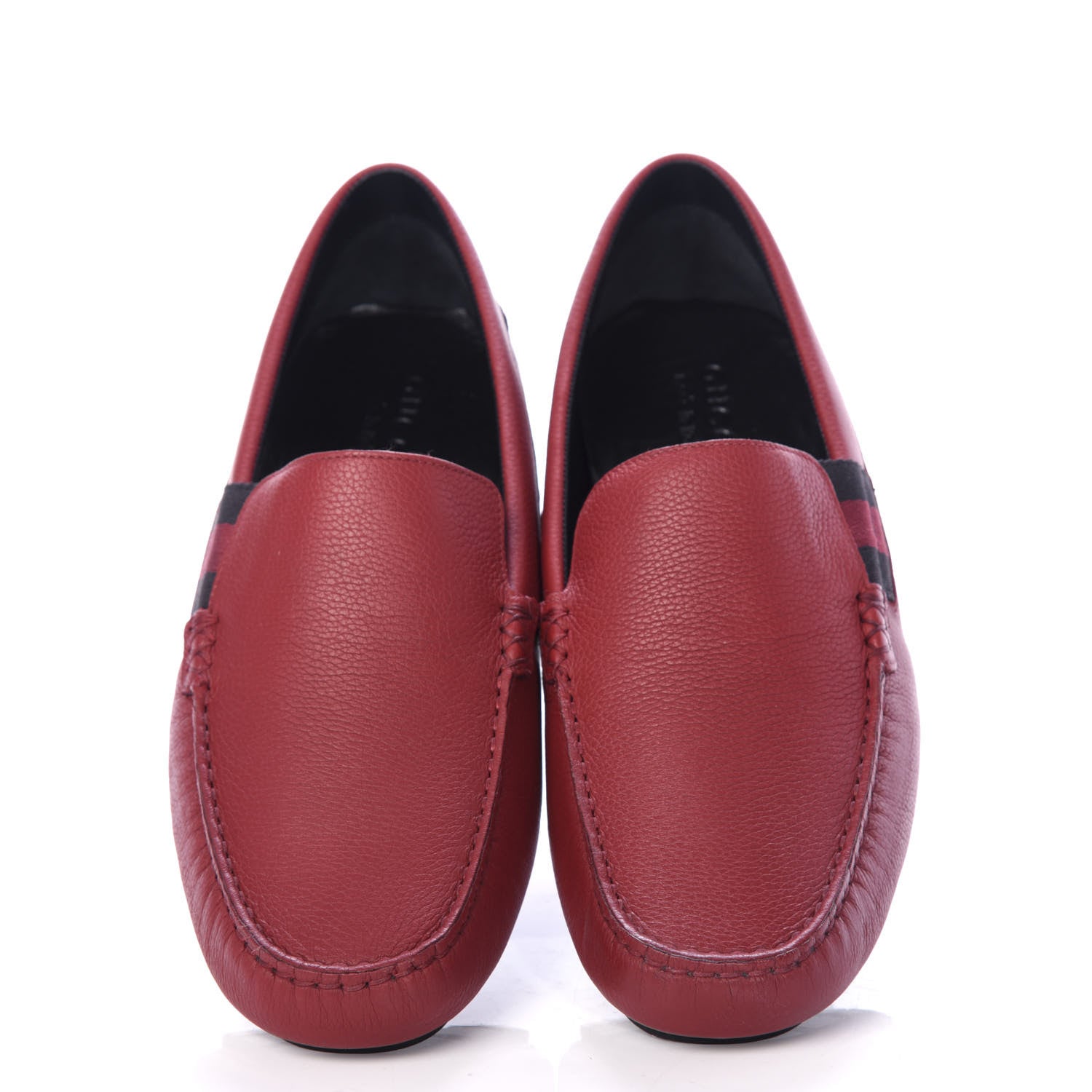 Gucci Calfskin Web Mens Driver Loafers 8 Red 5 of 11