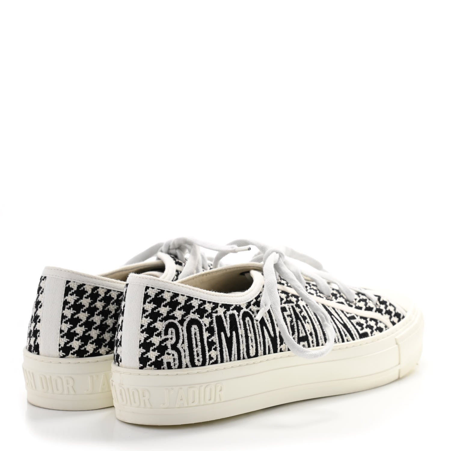 Christian Dior Canvas Houndstooth 30 Montaigne Embroidered Womens Walk'N'Dior Low Top Sneakers 40 Black White 4 of 8