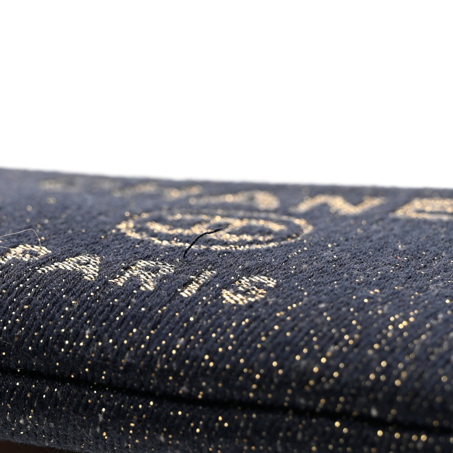 Lurex Canvas Deauville Cosmetic Pouch Navy Blue Gold