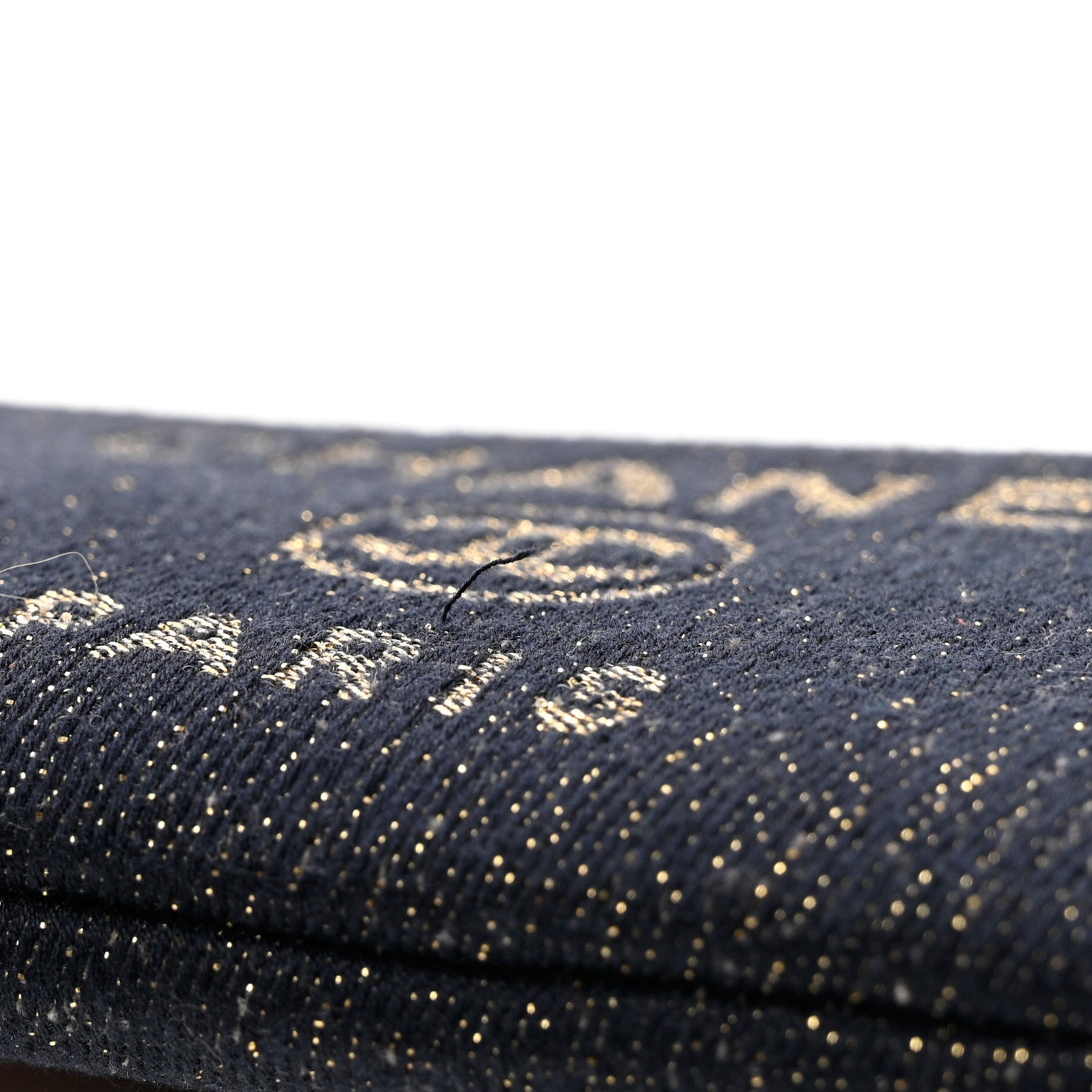 Chanel Lurex Canvas Deauville Cosmetic Pouch Navy Blue Gold 8 of 9