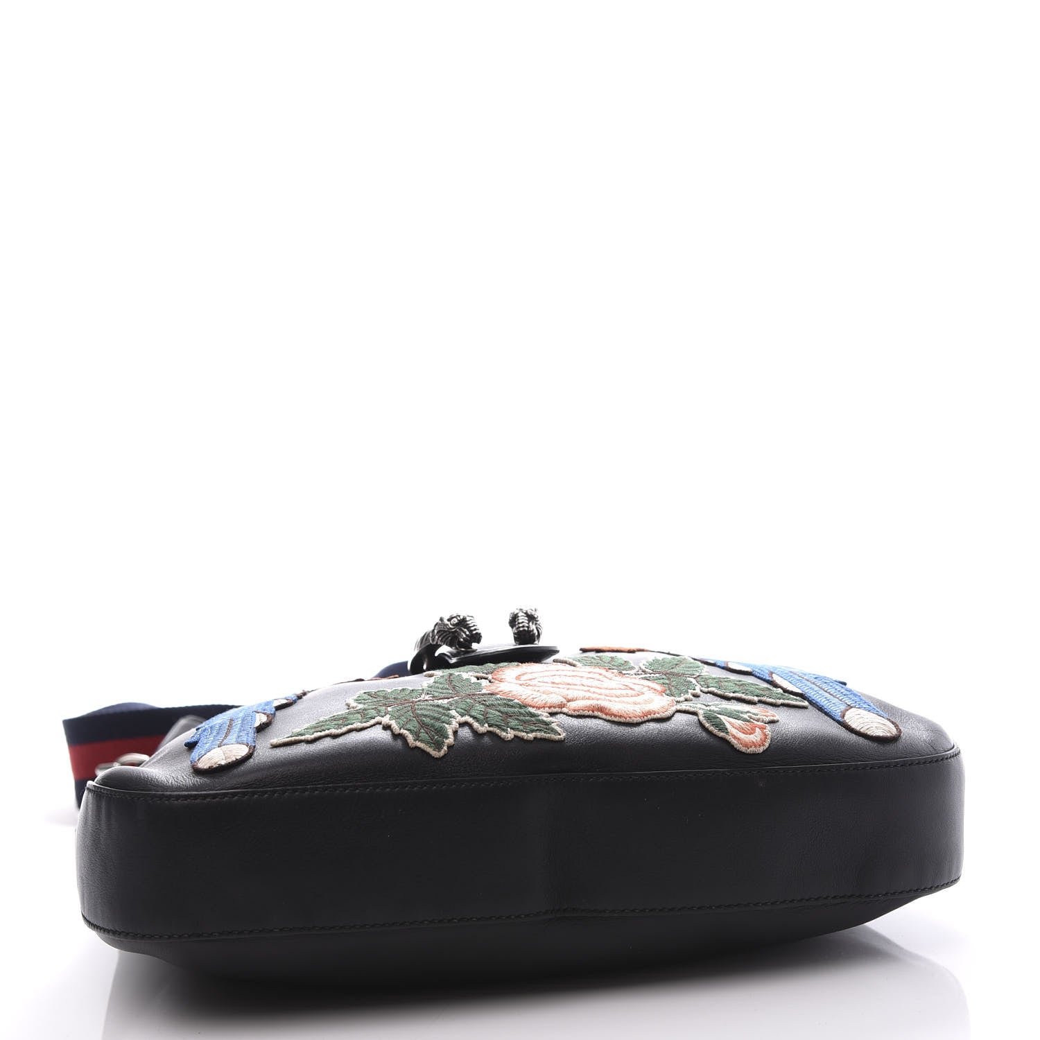 Gucci Calfskin Web Garden Collection Embroidered Medium Dionysus Hobo Black 3 of 11