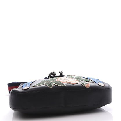 Gucci Calfskin Web Garden Collection Embroidered Medium Dionysus Hobo Black 3 of 11