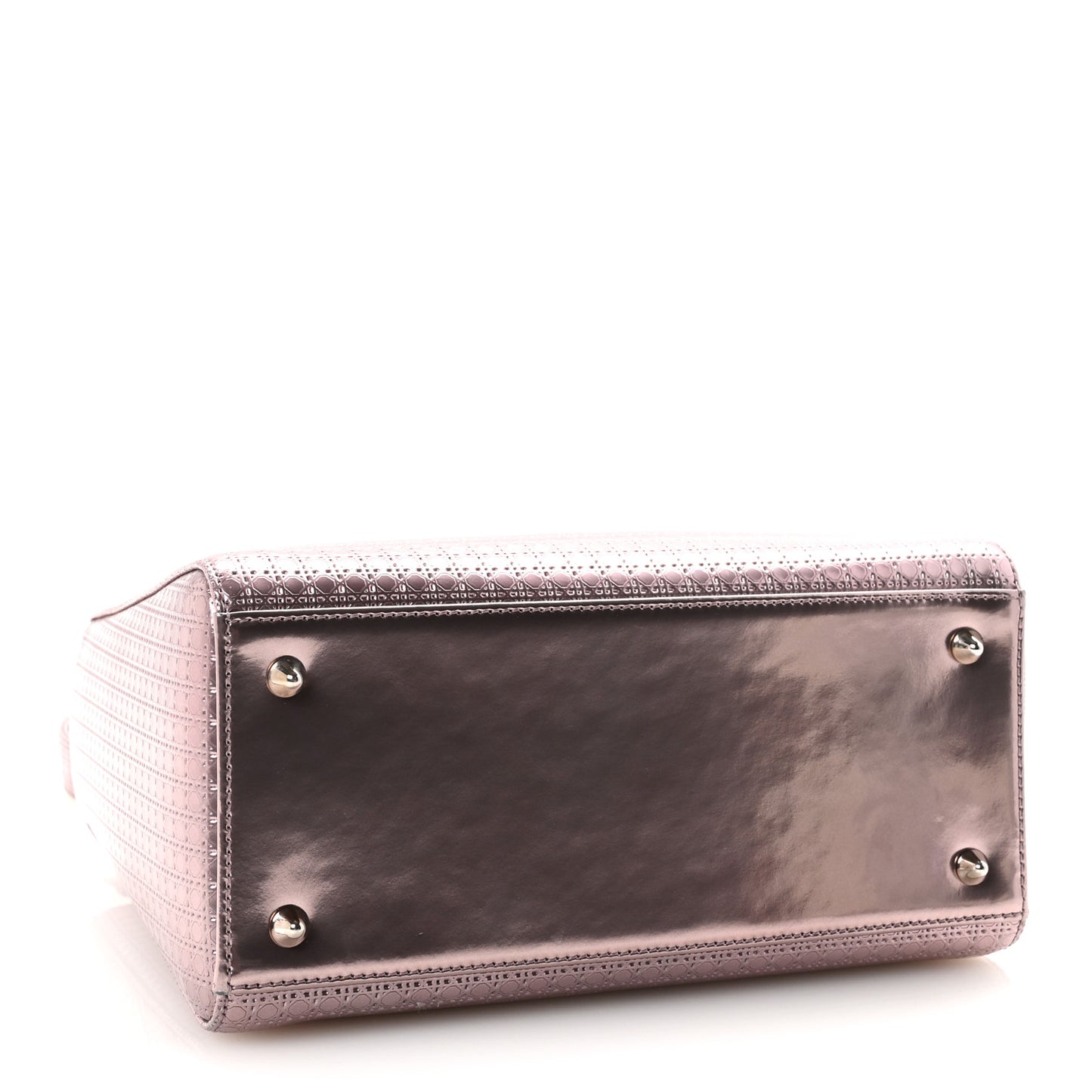 Metallic Patent Micro-Cannage Medium Lady Dior Pink
