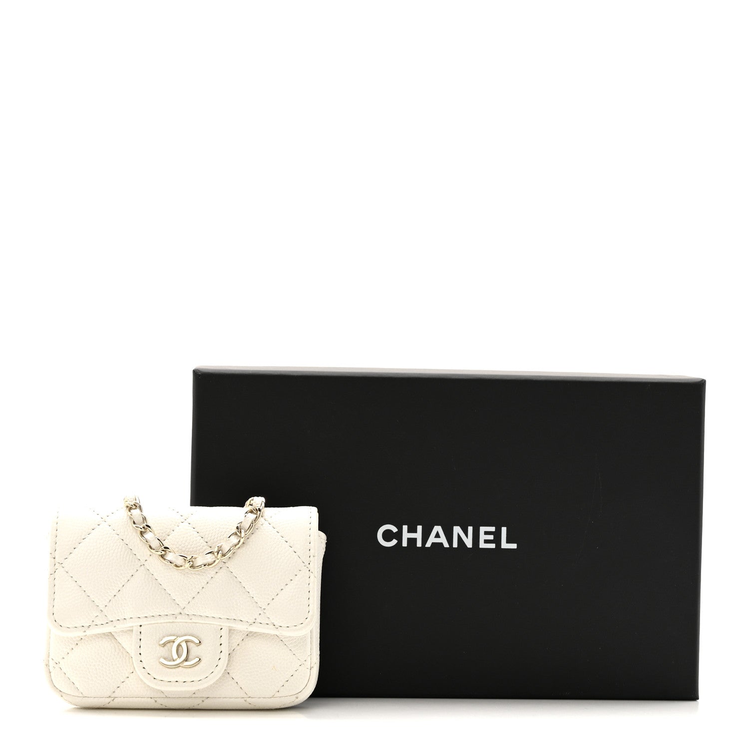 Chanel Caviar Quilted Mini Chain Belt Bag White 13 of 13
