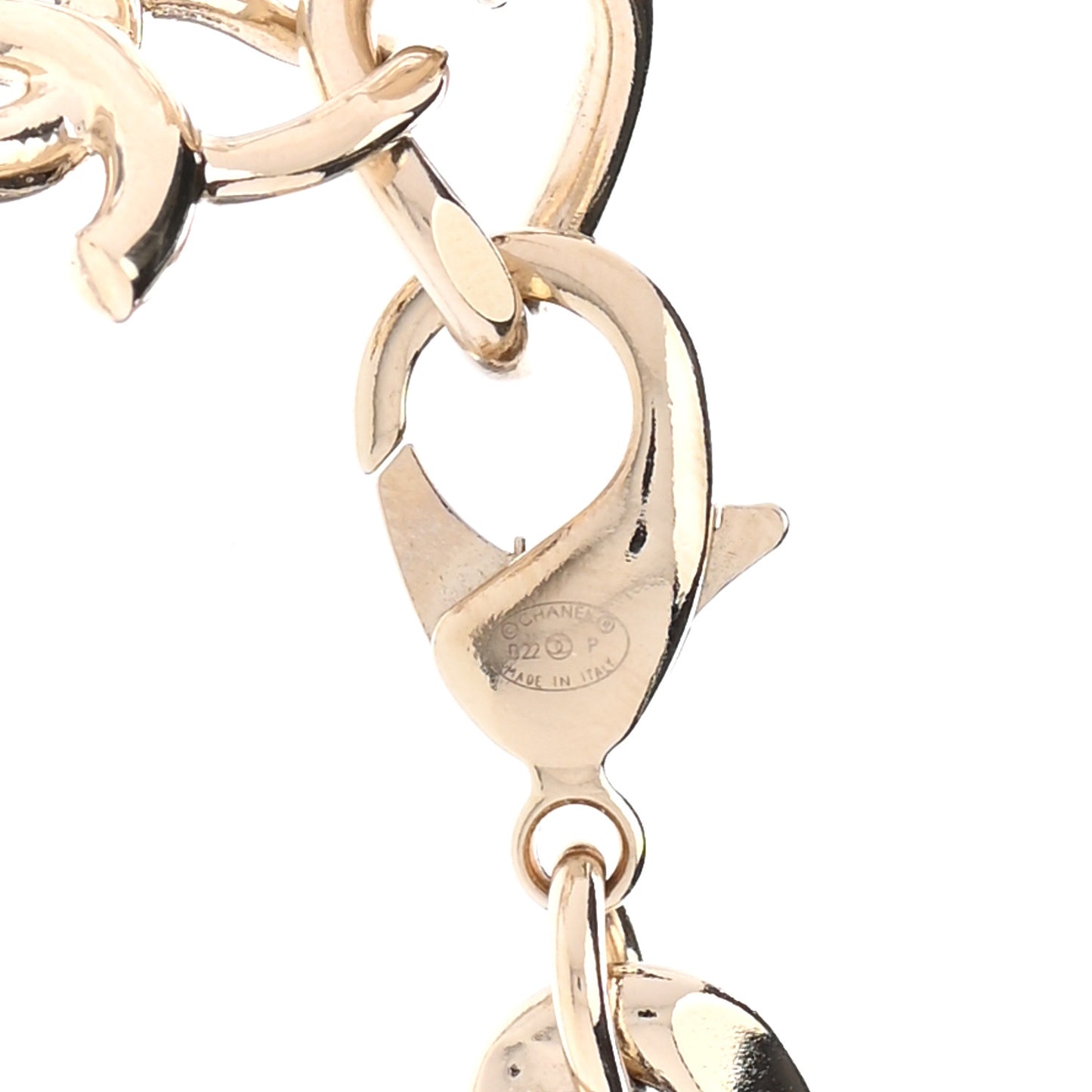 Metal Lambskin Chain CC Choker Necklace Black Gold