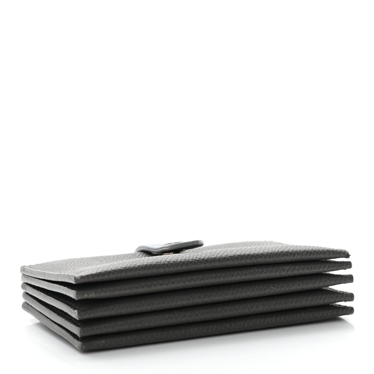 Grained Shiny Calfskin Accordion Card Holder Grey