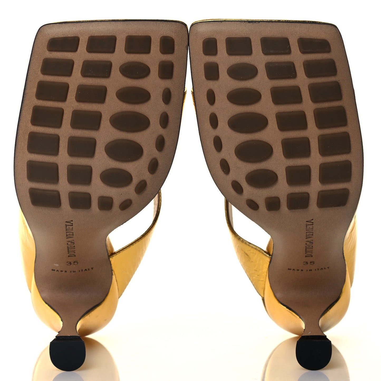 Vitello Lame Square Toe Sandals 35 Gold