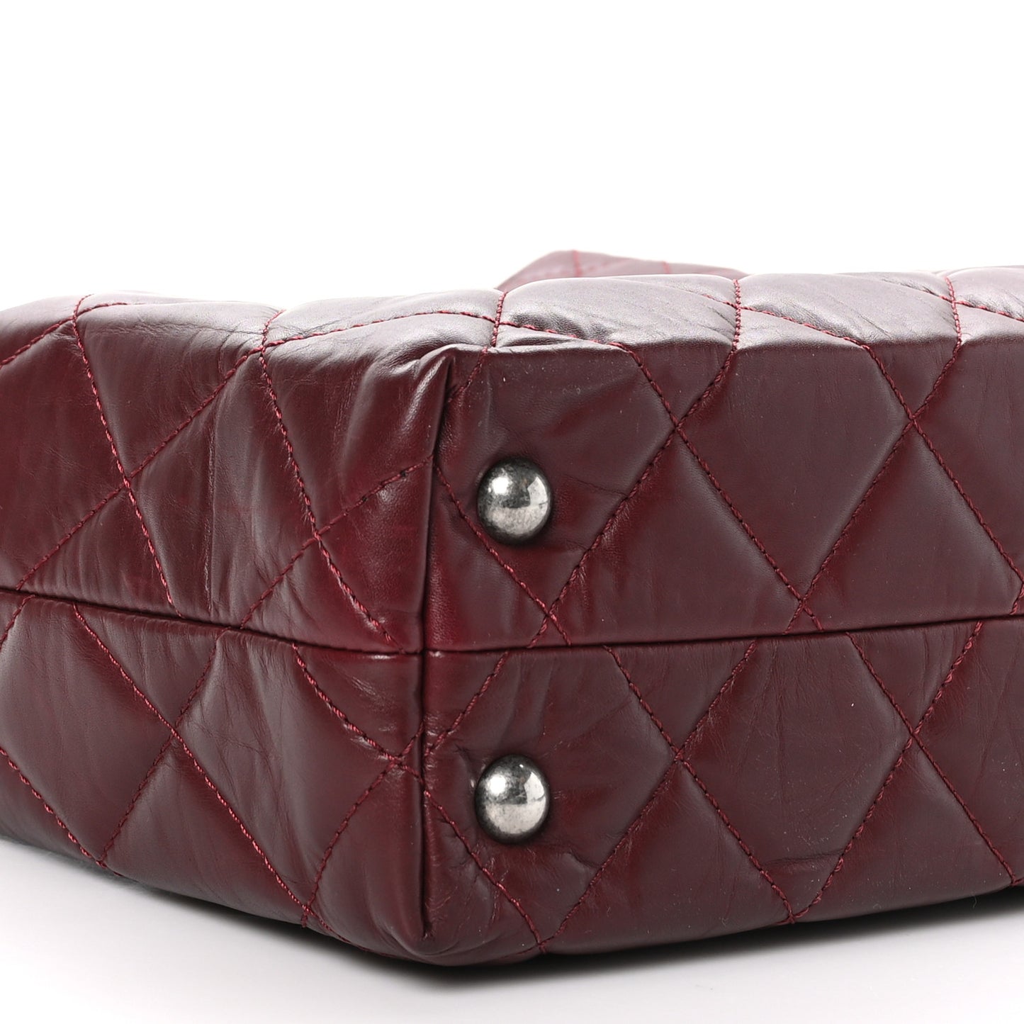 Aged Calfskin Quilted Reissue 2.55 Tote Dark Burgundy