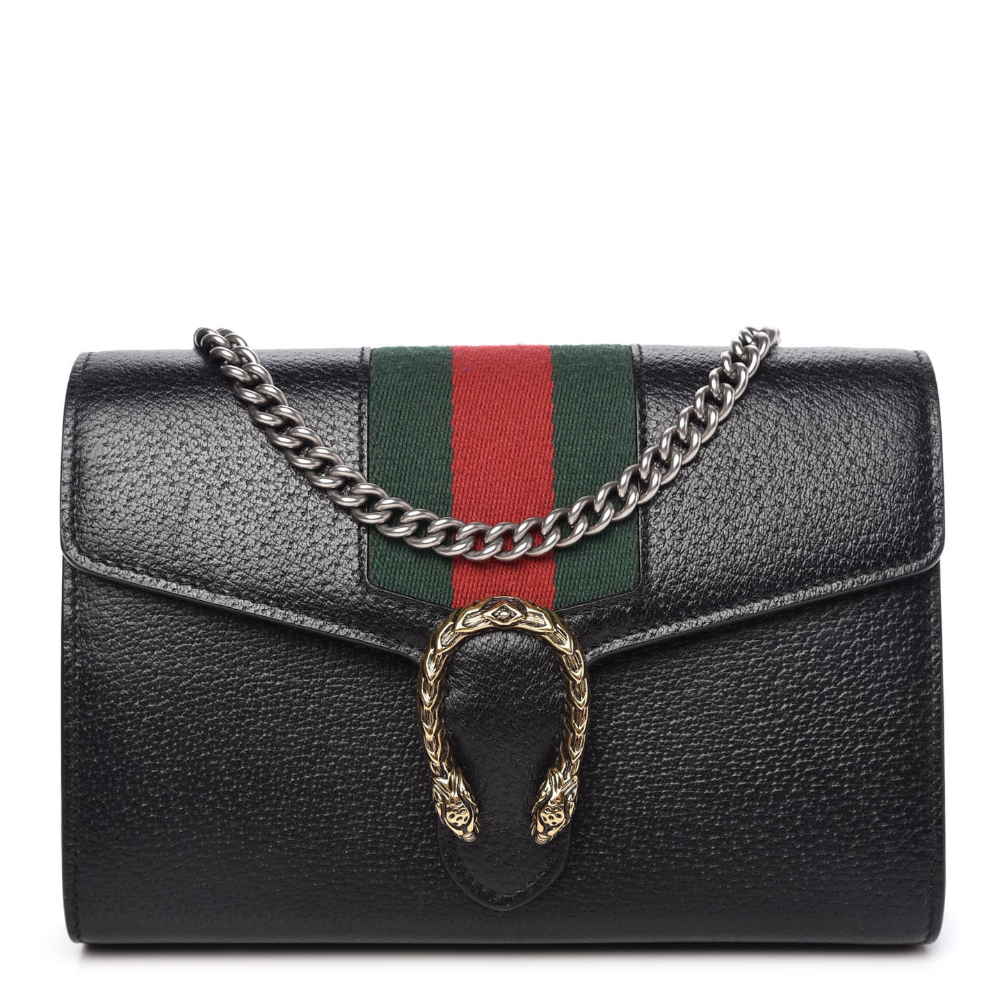 Calfskin Web Mini Dionysus Chain Wallet Black