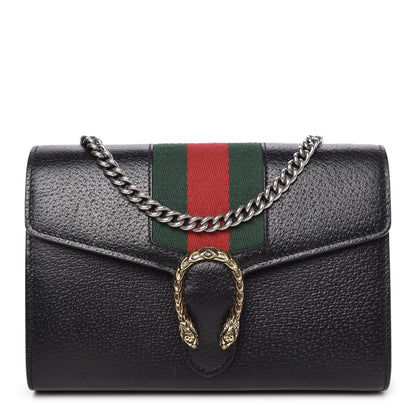 Gucci Calfskin Web Mini Dionysus Chain Wallet Black 1 of 10