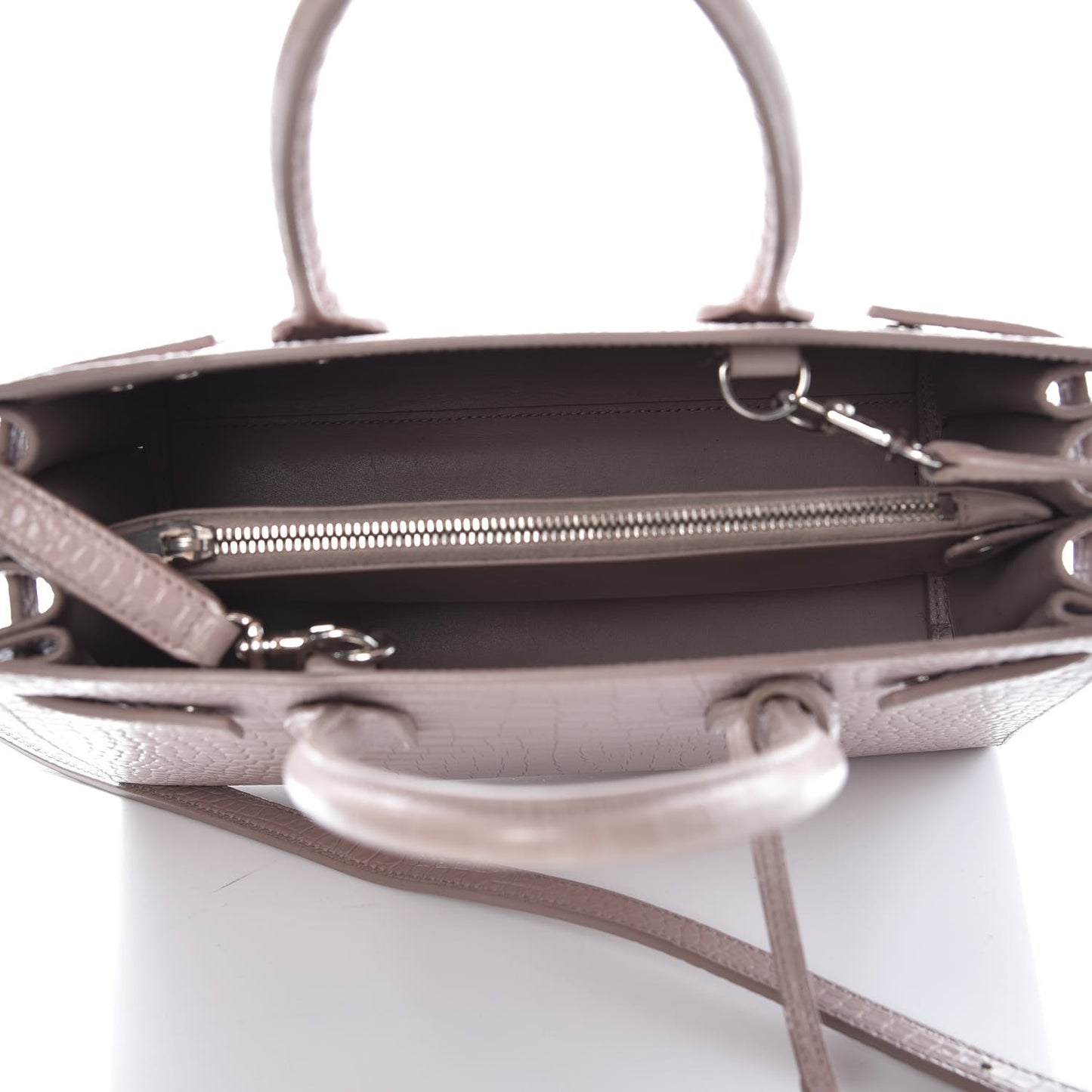 Calfskin Crocodile Embossed Baby Sac De Jour Rose Antic