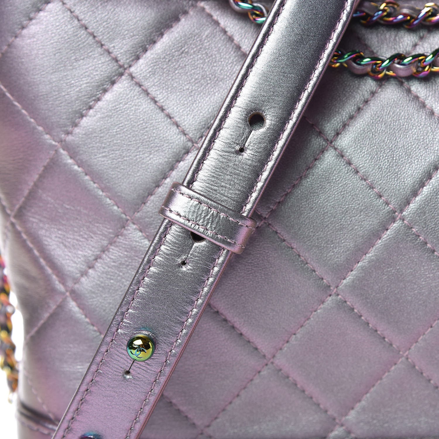 Chanel Iridescent Lambskin Calfskin Quilted Medium Gabrielle Hobo Light Purple 12 of 13