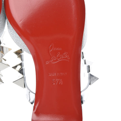 Christian Louboutin Mini Glitter Planet Choc Flat Mules 37.5 Silver 6 of 8