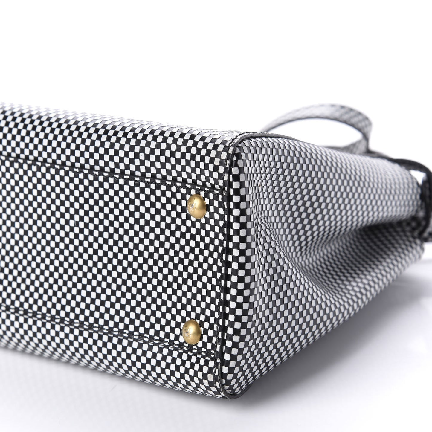 Pequin Checkered Medium Peekaboo Iconic Satchel Black White