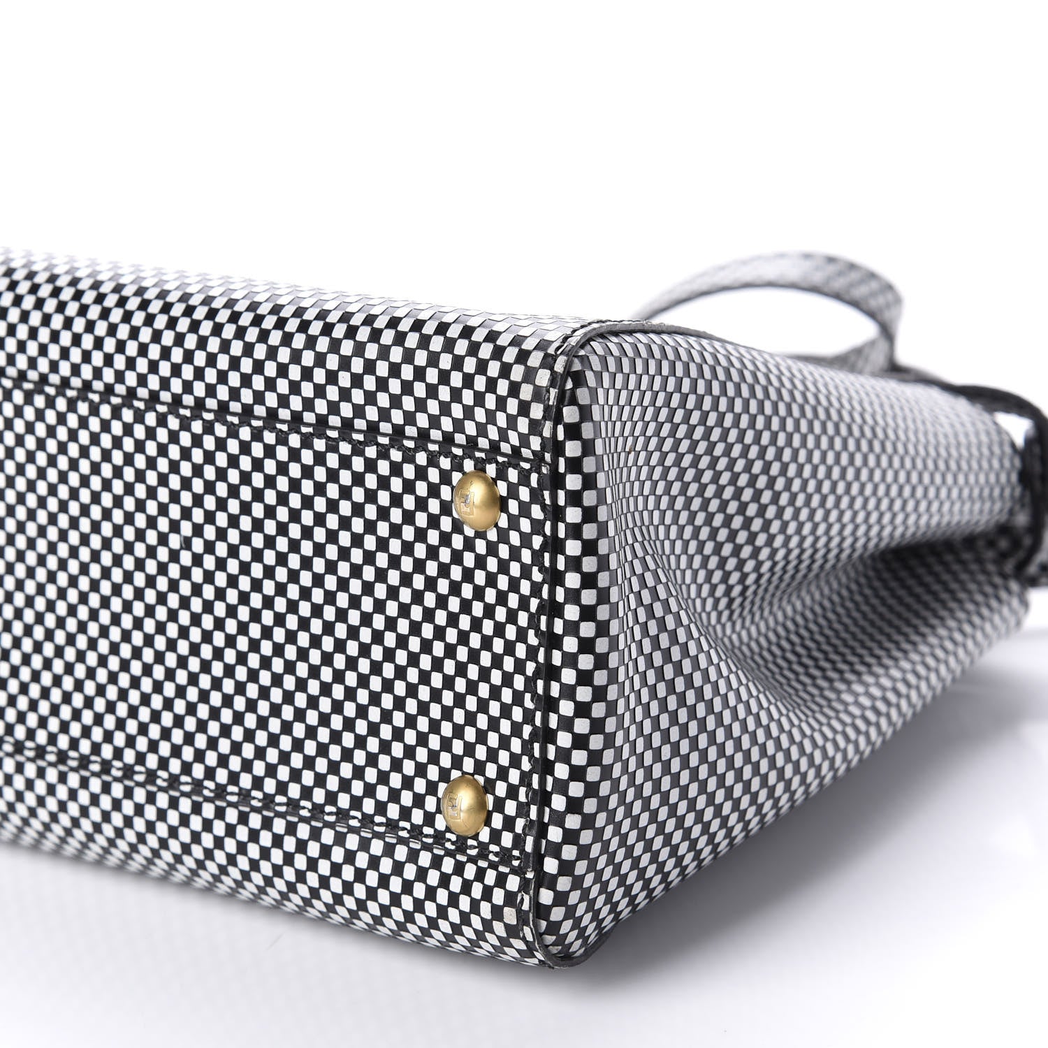 Fendi Pequin Checkered Medium Peekaboo Iconic Satchel Black White 9 of 12