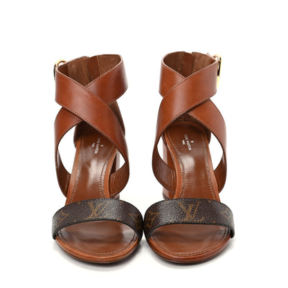 Louis Vuitton Calfskin Monogram Horizon Sandals 39 Cognac Brown 2 of 10