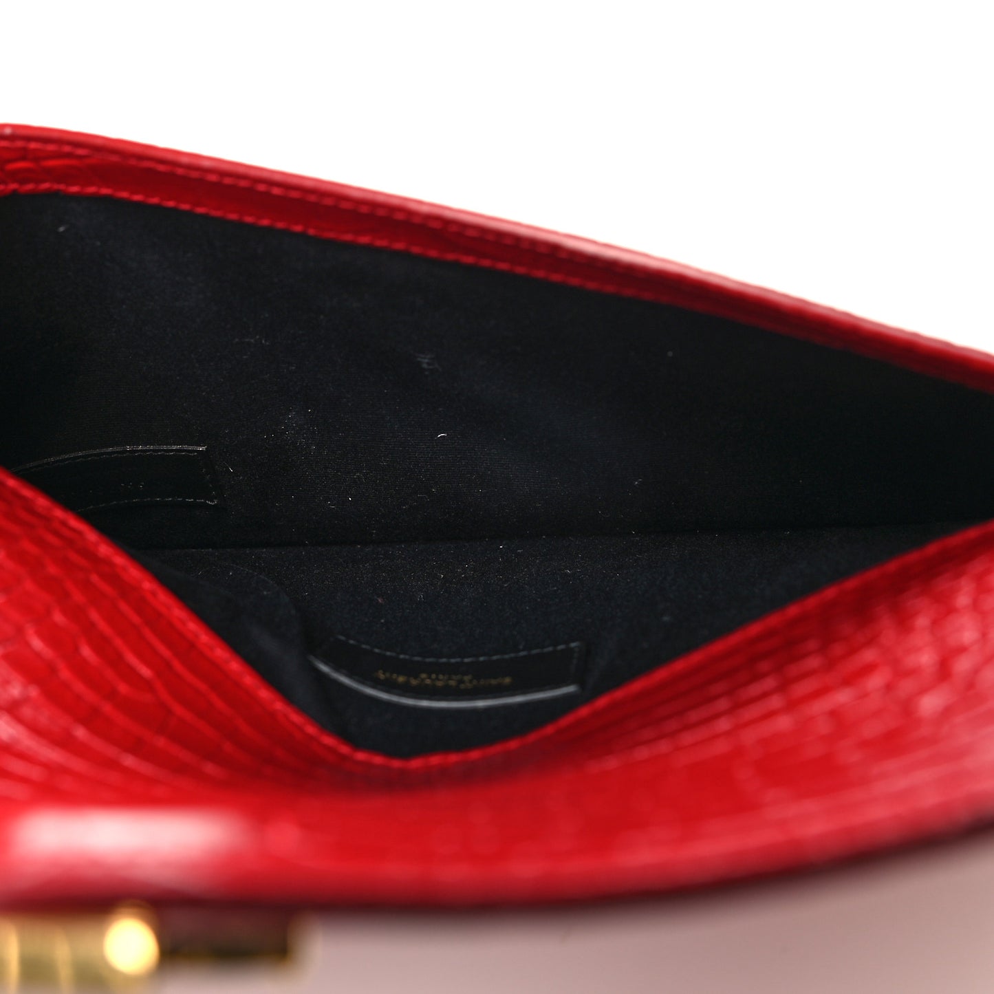 Calfskin Crocodile Embossed Uptown Monogram Pouch Rouge Eros