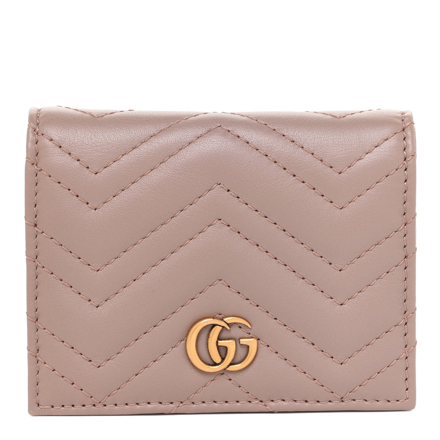 Calfskin Matelasse GG Marmont Card Case Wallet Porcelain Rose