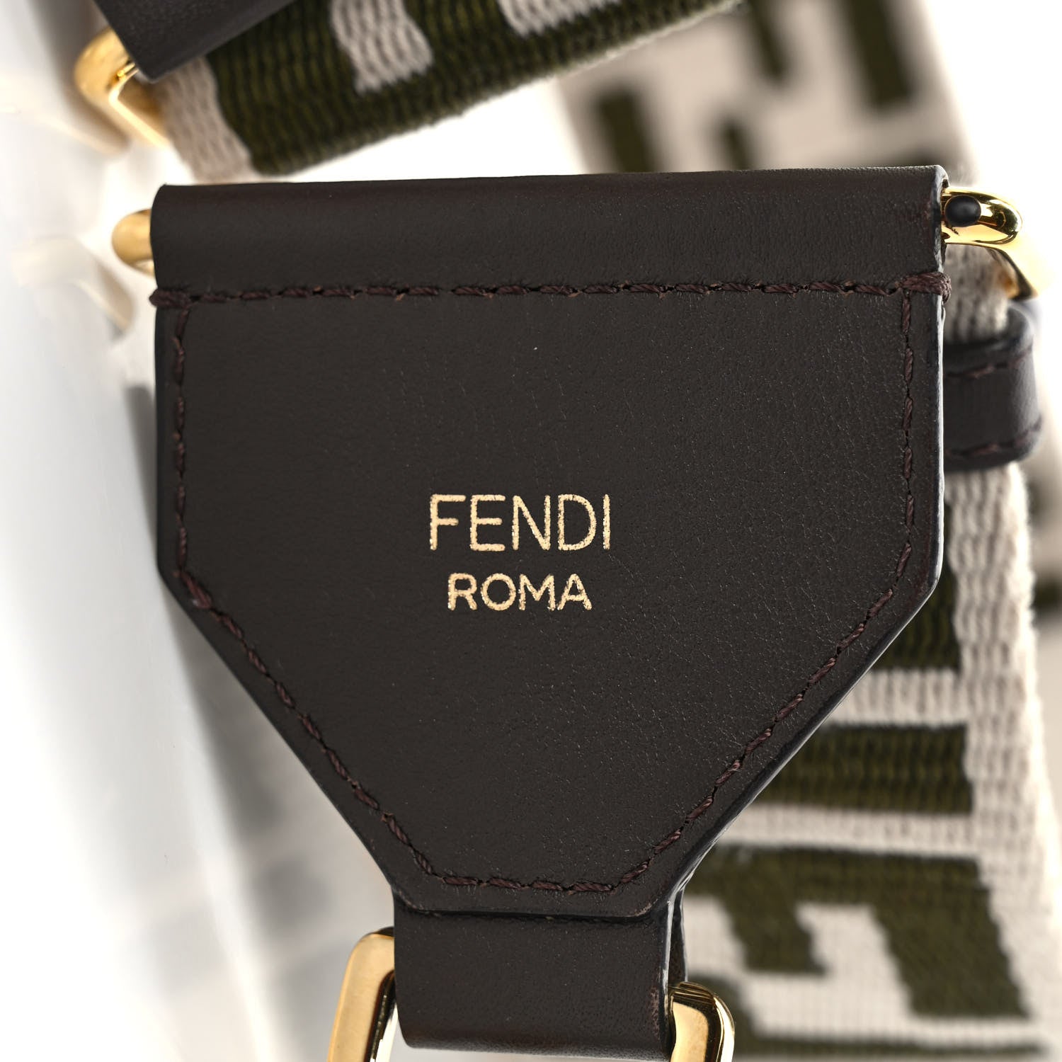 Fendi Ribbon Vitello Seta FF 1974 Adjustable Strap You Nube Military Chocolate 4 of 6