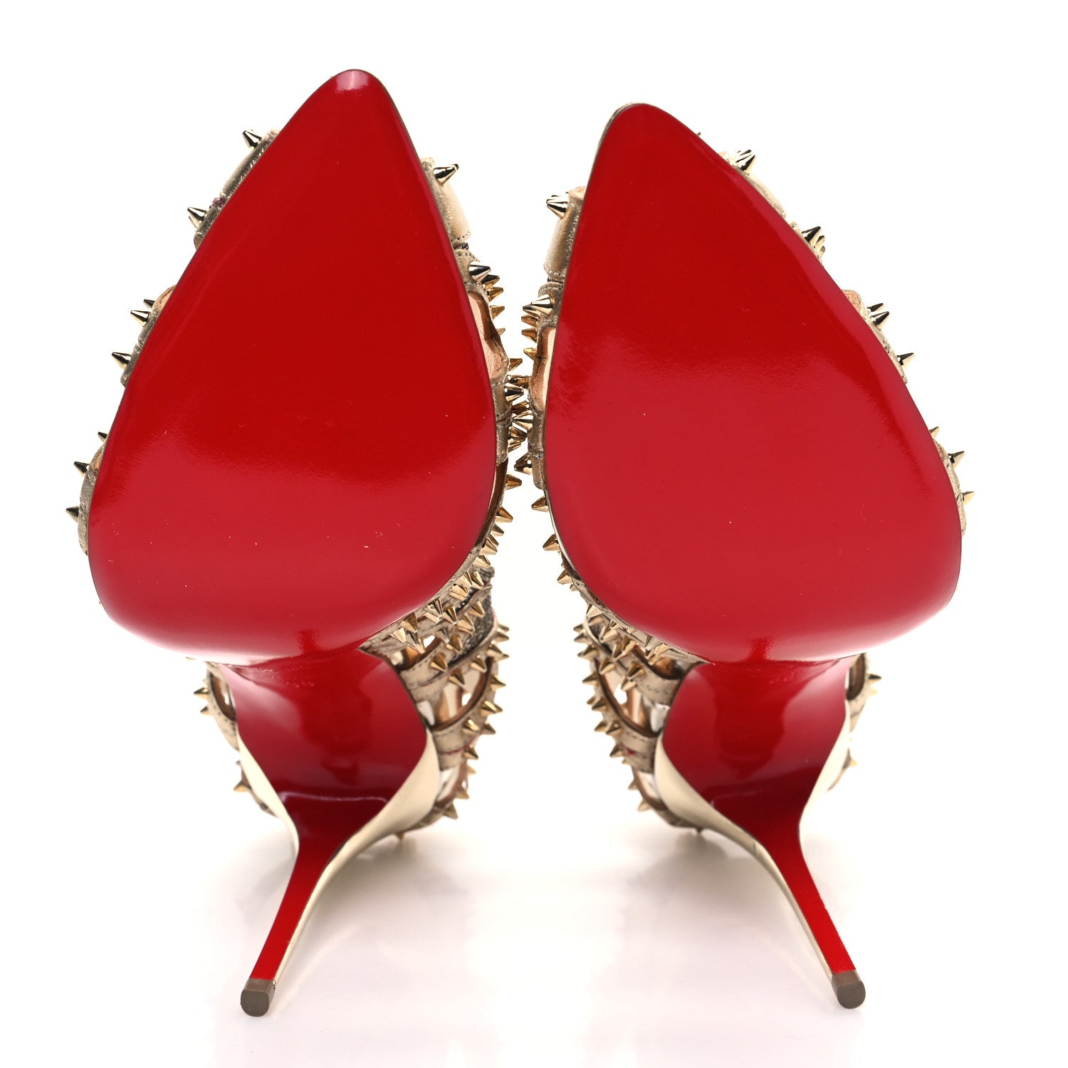 Christian Louboutin Glitter Silk Nappa Spiked Circus City 120 Pumps 38 Gold 5 of 9