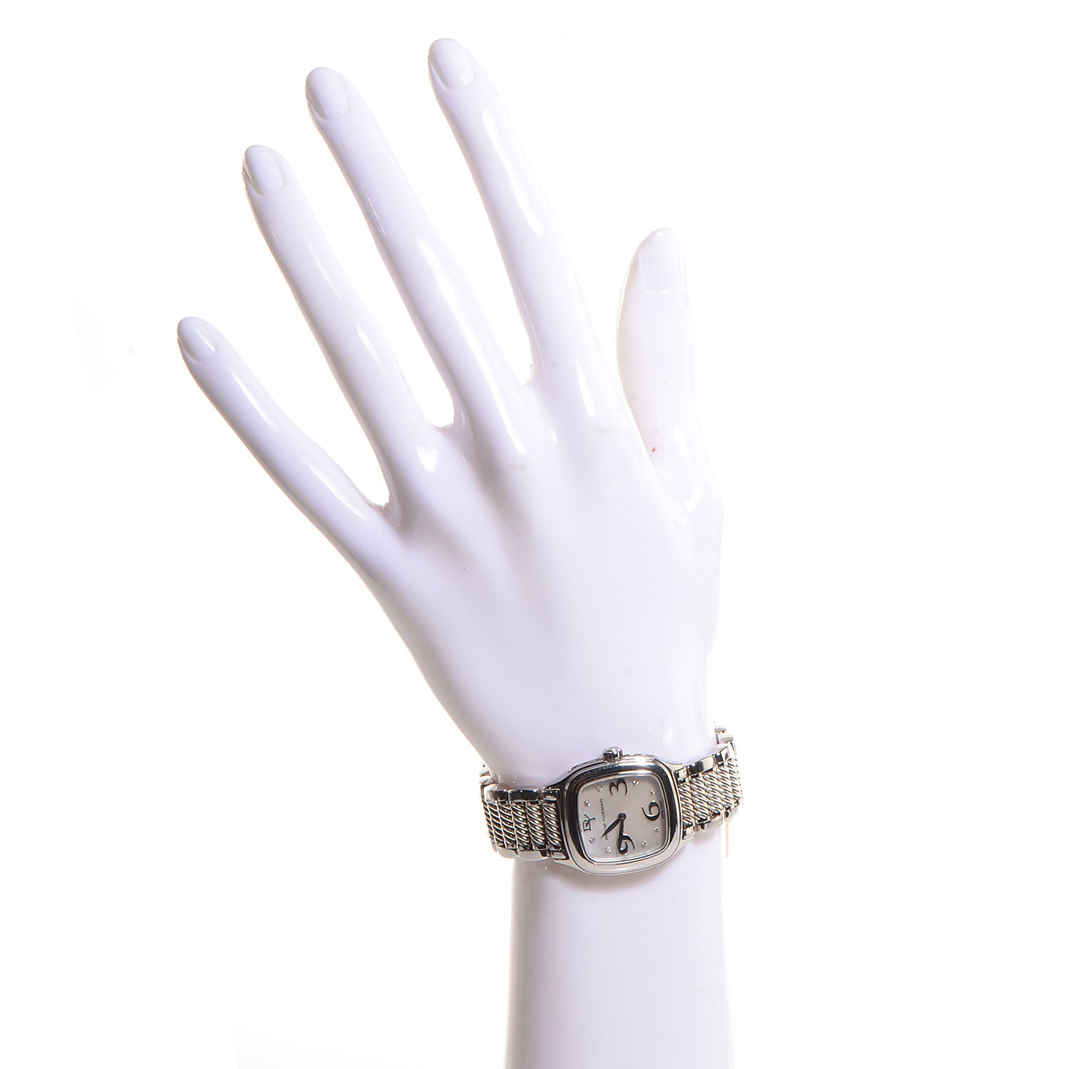 David Yurman Stainless Steel Sterling Silver Diamond Mother of Pearl 25mm Thoroughbred Quartz Watch 2 of 7