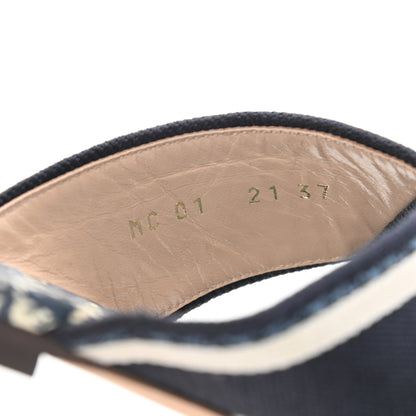 Christian Dior Canvas Palms Embroidered Dway Criss Cross Slide Sandals 37 Indigo Blue 8 of 8