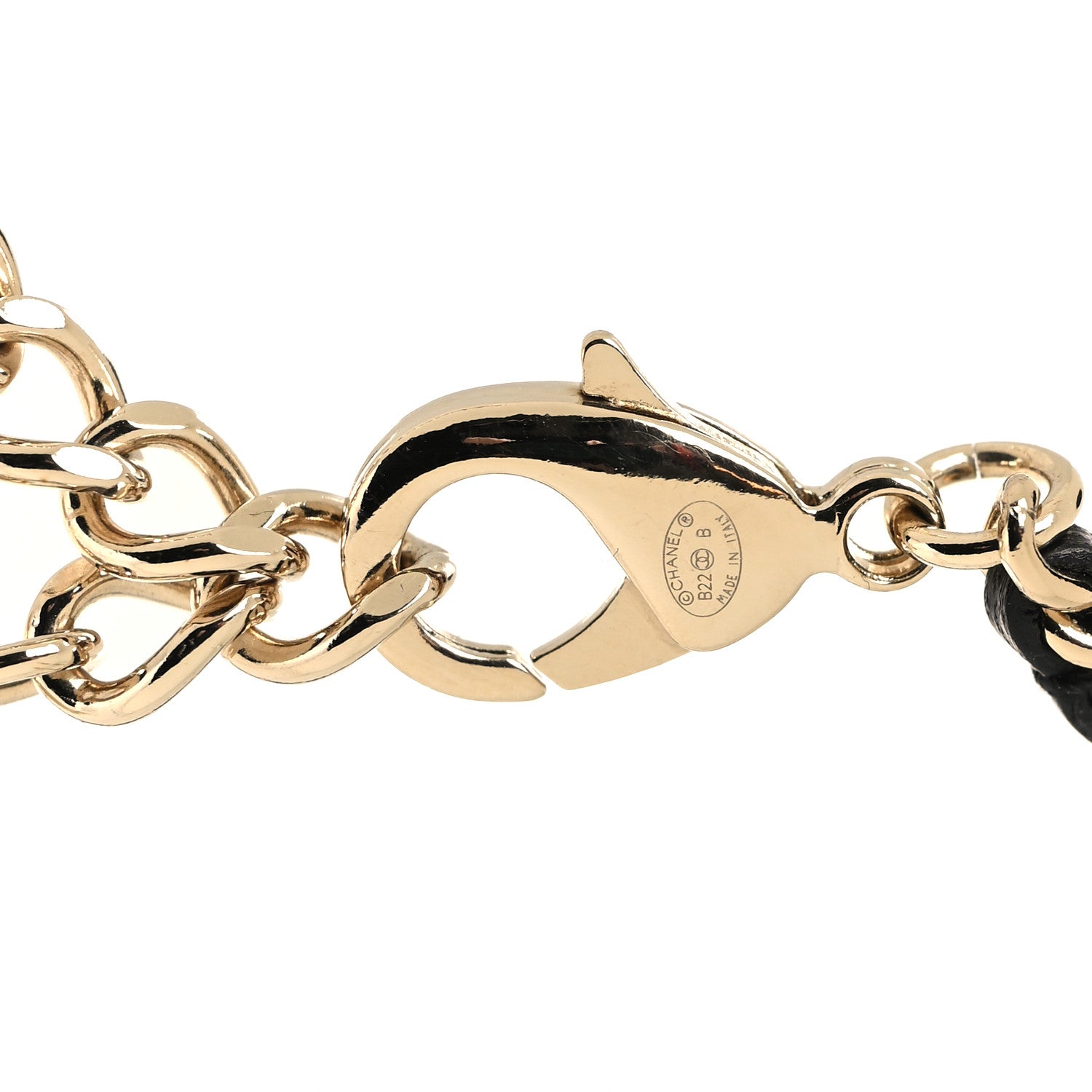 Chanel Lambskin Pearl Crystal CC Short Necklace Gold White Black 4 of 4