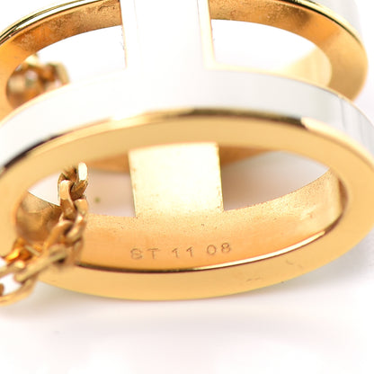Hermes Lacquered Gold Pop H Pendant Necklace White 6 of 6