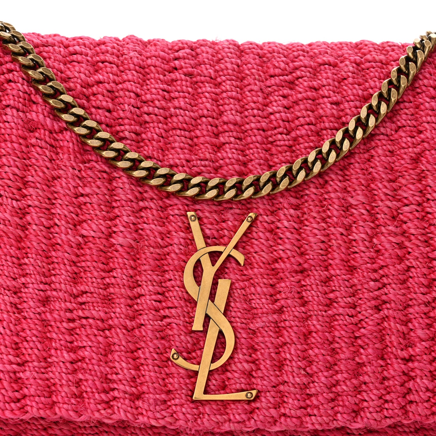 Raffia Medium Monogram Kate Satchel Pink Glow