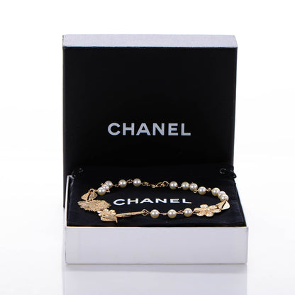 Chanel Pearl Camellia Necklace Gold 7 of 7