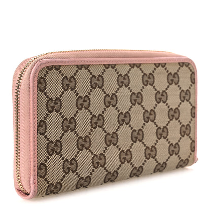 Gucci Monogram Dollar Calfskin Zip Around Wallet Beige Ebony Soft Pink 3 of 9