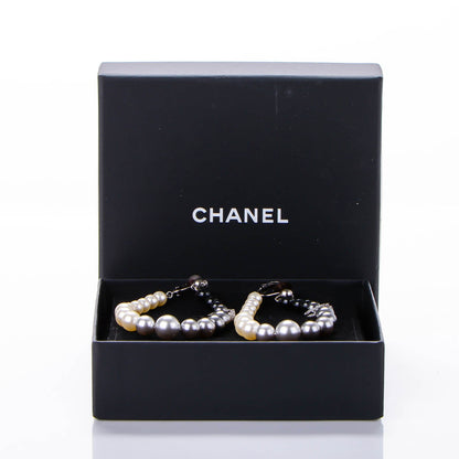 Chanel Pearl CC Drop Clip On Earrings Black White Grey 5 of 5