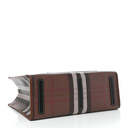 Burberry E-Canvas Check Calfskin Medium Freya Tote Dark Birch Brown 4 of 9