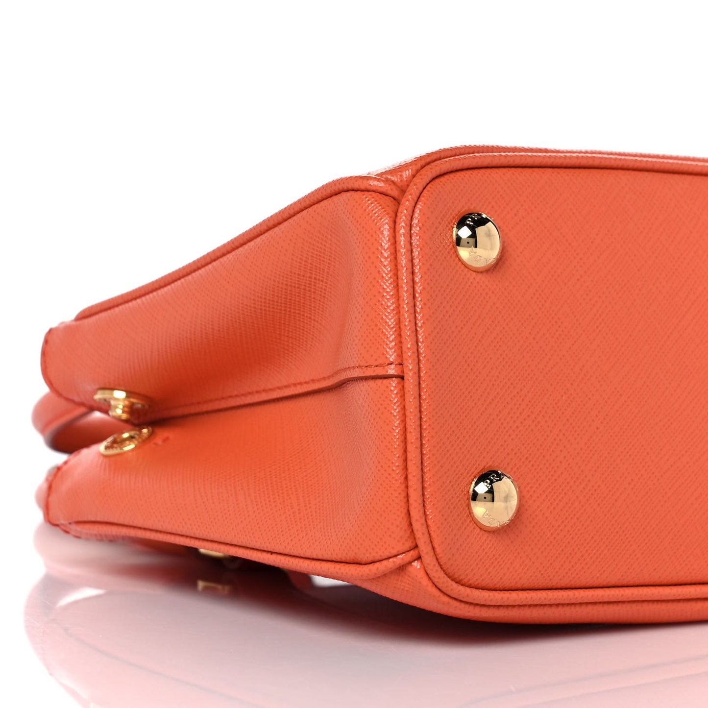 Saffiano Mini Galleria Double Zip Tote Papaya