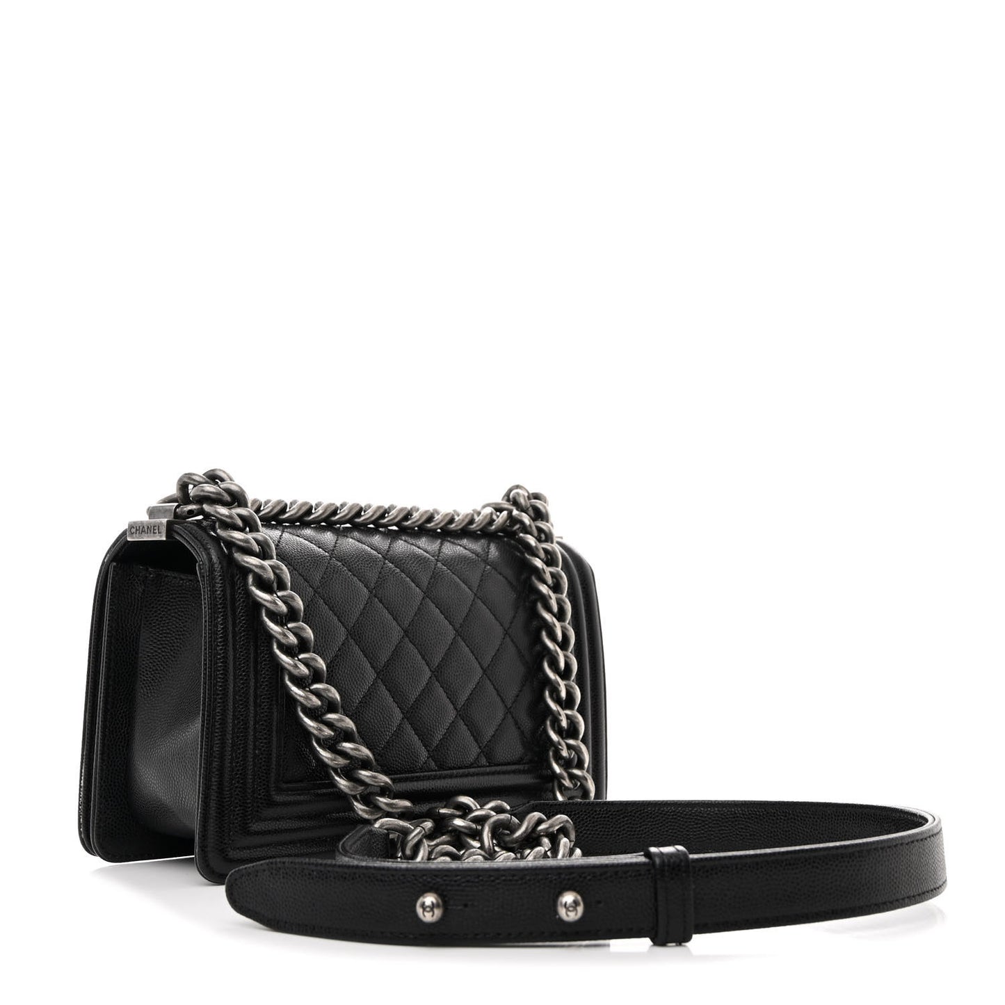 Caviar Quilted Small Boy Flap Black