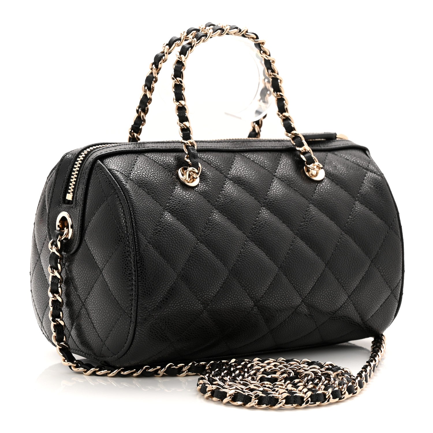 Chanel Caviar Quilted Barrel Clutch With Chain Black 3 of 11
