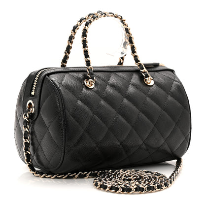 Chanel Caviar Quilted Barrel Clutch With Chain Black 3 of 11