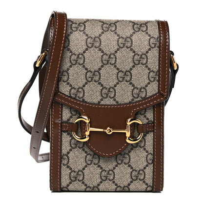 Gucci GG Supreme Monogram Mini Horsebit 1955 Crossbody Bag Beige Brown Sugar 1 of 10