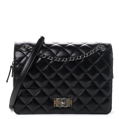 Chanel Glazed Calfskin Quilted Medium Day Trip Flap Black 1 of 4
