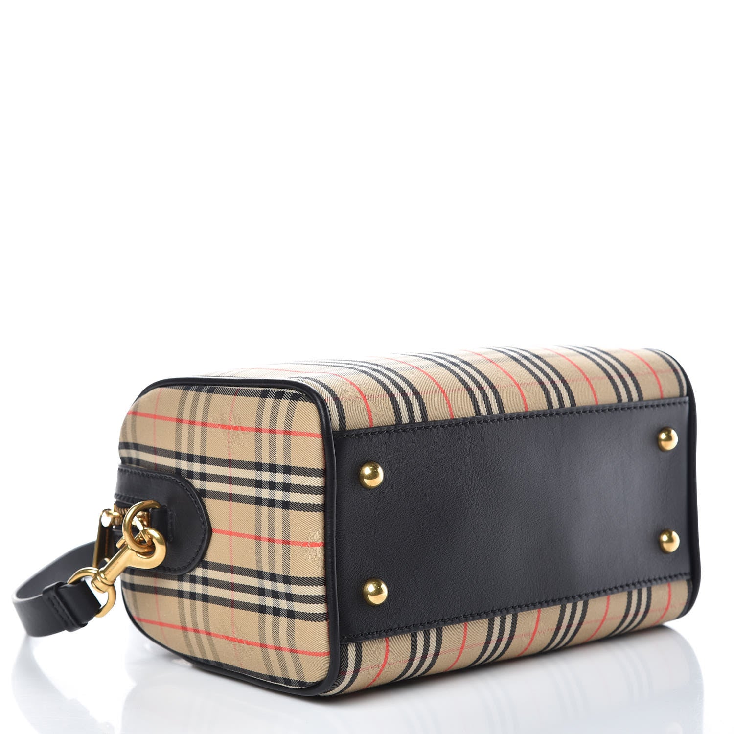Burberry Smooth Calfskin 1983 Knight Check Link Bowling Bag Black 4 of 8