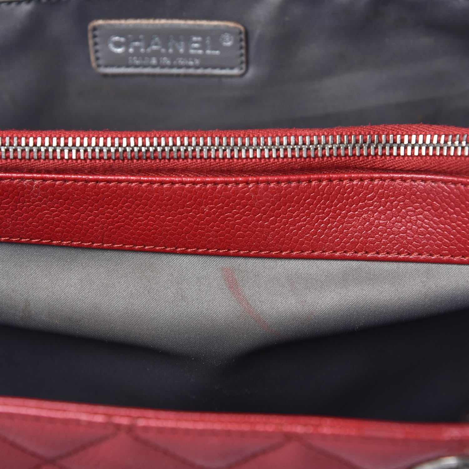 Chanel Caviar Quilted XL Grand Shopping Tote GST Red 8 of 13